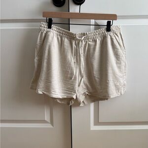 H&M Cream linen blend Shorts with Elastic Waistband